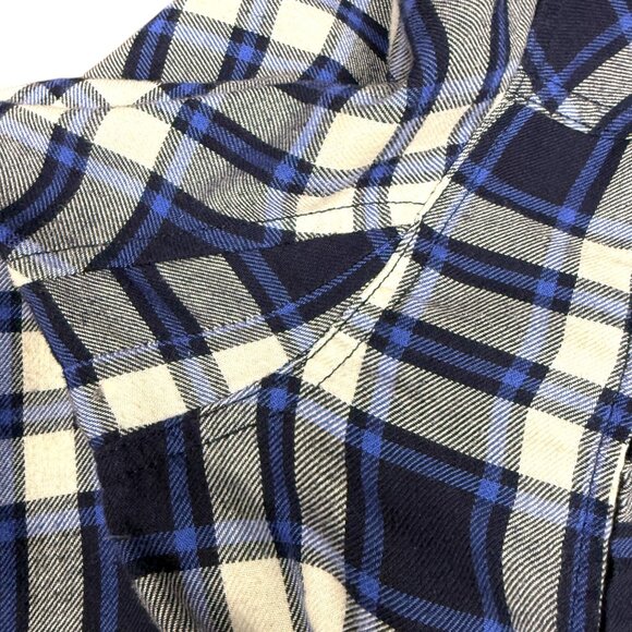 EUC Women's DULUTH TRADING CO. Cross Cut Blue Flannel Tunic/Dress | Size Small - Picture 9 of 13